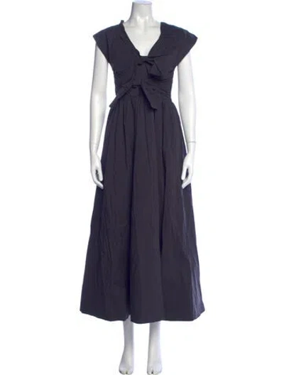 Pre-owned Hunter V-neck Long Dress W/ Tags In Blue