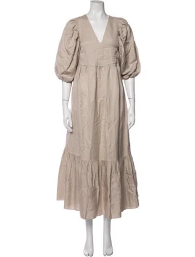 Pre-owned Hunter V-neck Long Dress W/ Tags In Neutrals