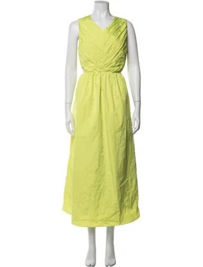 Pre-owned Hunter V-neck Long Dress In Yellow