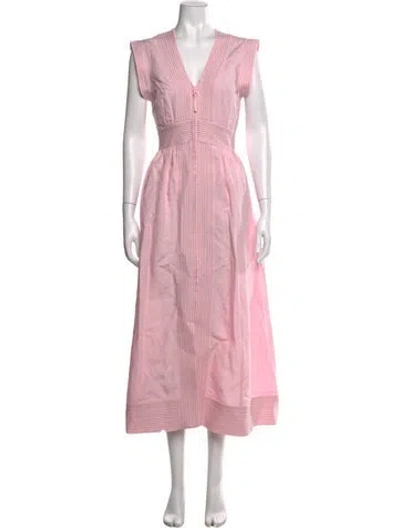 Pre-owned Hunter V-neck Midi Length Dress In Pink