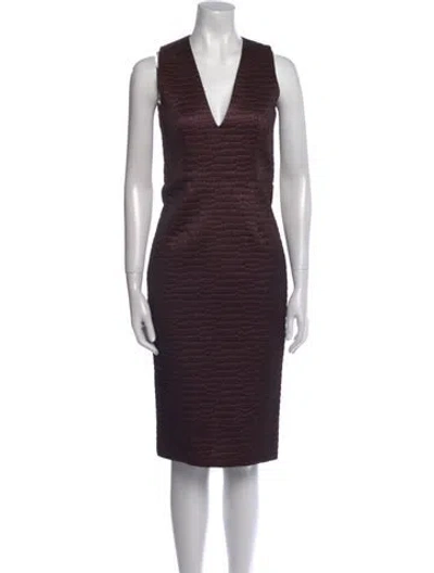 Pre-owned Hunter V-neck Midi Length Dress In Purple