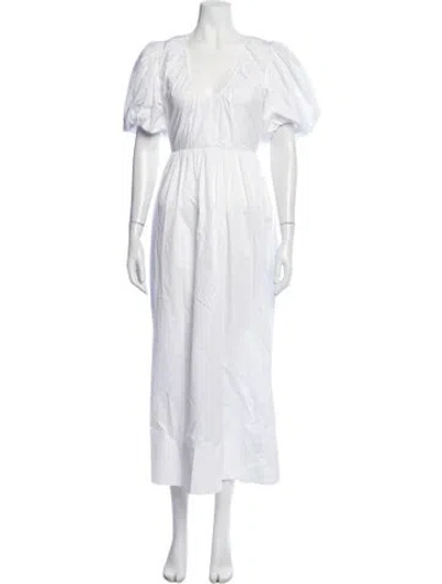 Pre-owned Hunter V-neck Midi Length Dress In White