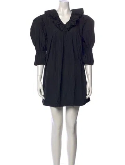 Pre-owned Hunter V-neck Mini Dress In Black