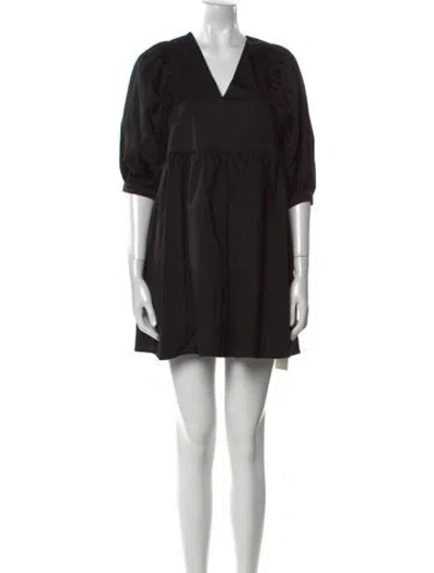 Pre-owned Hunter V-neck Mini Dress In Black