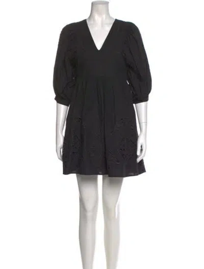 Pre-owned Hunter V-neck Mini Dress In Black