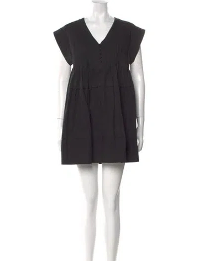 Pre-owned Hunter V-neck Mini Dress In Black