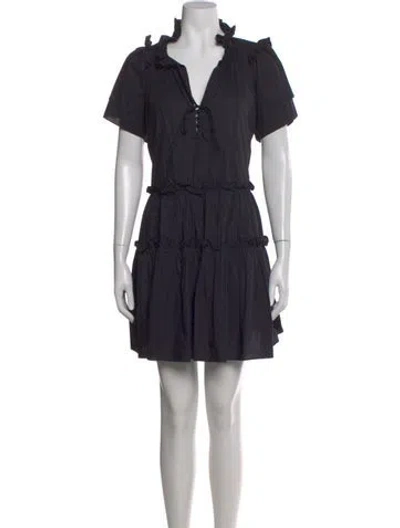 Pre-owned Hunter V-neck Mini Dress In Black