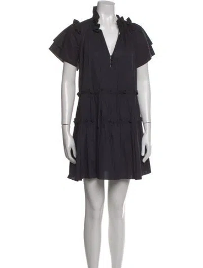 Pre-owned Hunter V-neck Mini Dress In Black