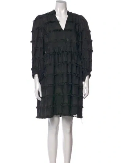 Pre-owned Hunter V-neck Mini Dress In Black