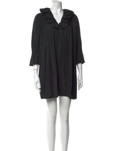 Pre-owned Hunter V-neck Mini Dress In Black