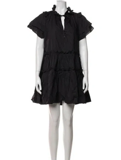 Pre-owned Hunter V-neck Mini Dress In Black