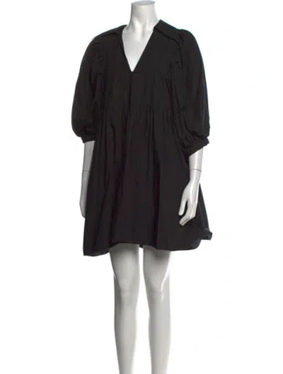 Pre-owned Hunter V-neck Mini Dress In Black