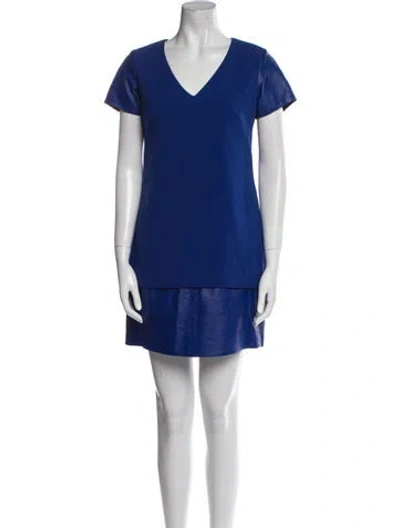 Pre-owned Hunter V-neck Mini Dress In Blue