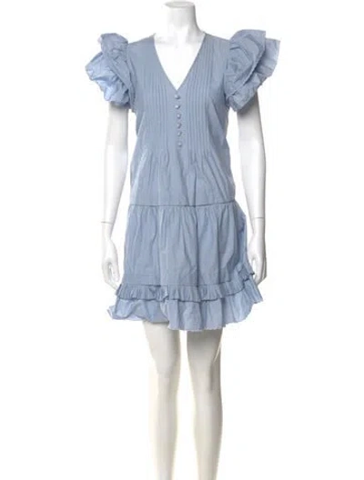 Pre-owned Hunter V-neck Mini Dress In Blue