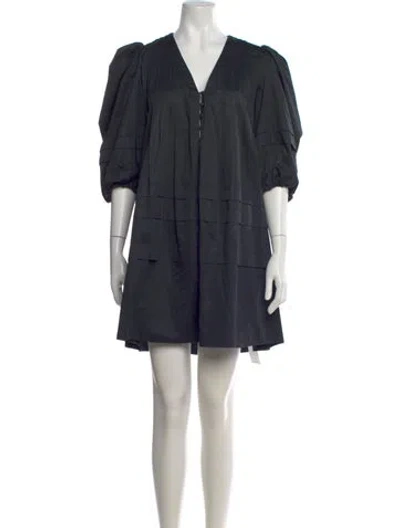 Pre-owned Hunter V-neck Mini Dress In Blue