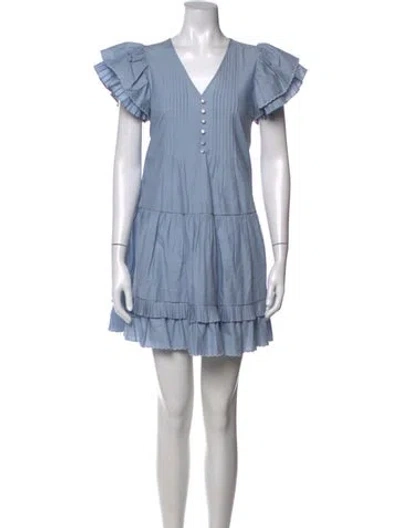 Pre-owned Hunter V-neck Mini Dress In Blue