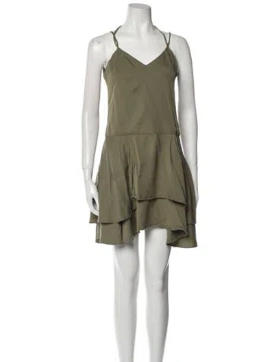 Pre-owned Hunter V-neck Mini Dress In Green
