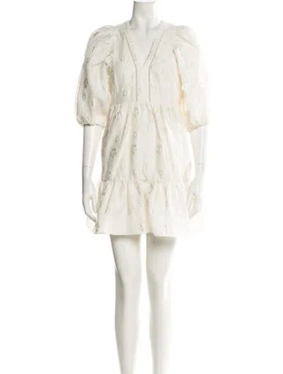 Pre-owned Hunter V-neck Mini Dress In Neutral