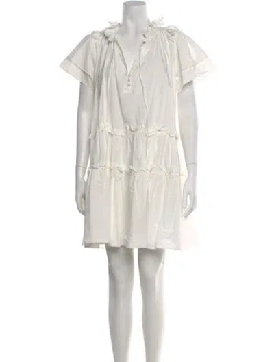 Pre-owned Hunter V-neck Mini Dress In Neutral