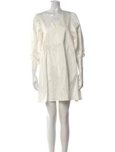 Pre-owned Hunter V-neck Mini Dress In Neutral