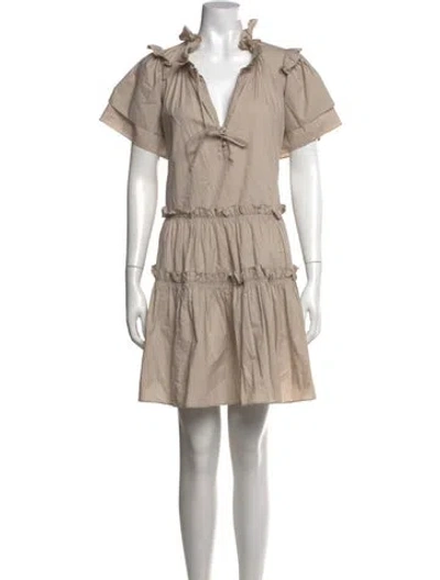 Pre-owned Hunter V-neck Mini Dress In Neutral