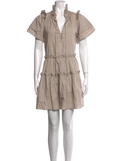 Pre-owned Hunter V-neck Mini Dress In Neutrals
