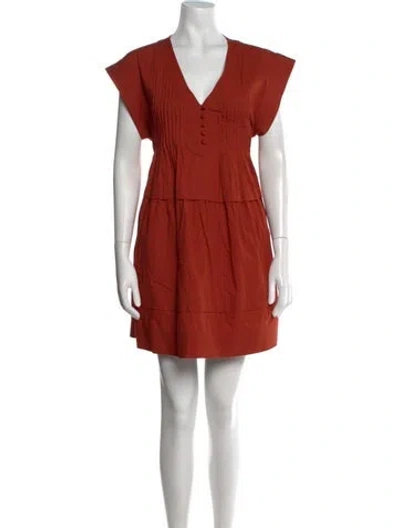 Pre-owned Hunter V-neck Mini Dress In Orange