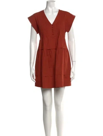 Pre-owned Hunter V-neck Mini Dress In Orange