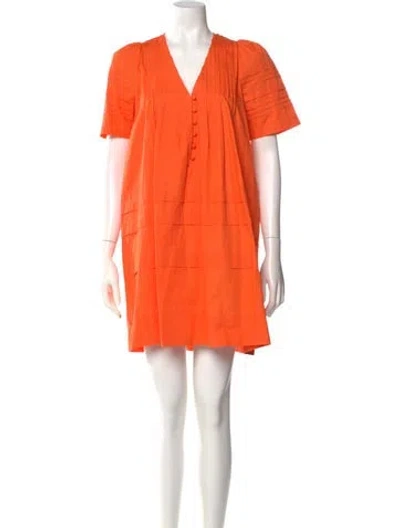 Pre-owned Hunter V-neck Mini Dress In Orange