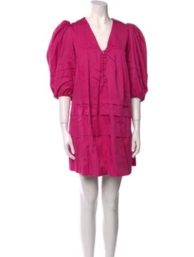 Pre-owned Hunter V-neck Mini Dress In Pink