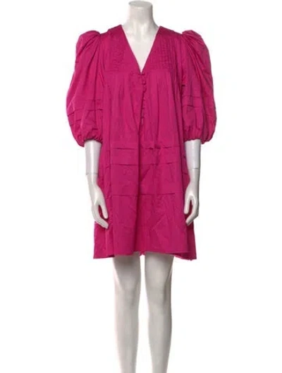 Pre-owned Hunter V-neck Mini Dress In Pink