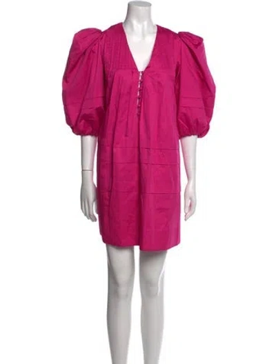 Pre-owned Hunter V-neck Mini Dress In Pink