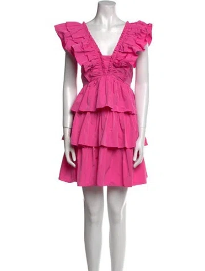 Pre-owned Hunter V-neck Mini Dress In Pink