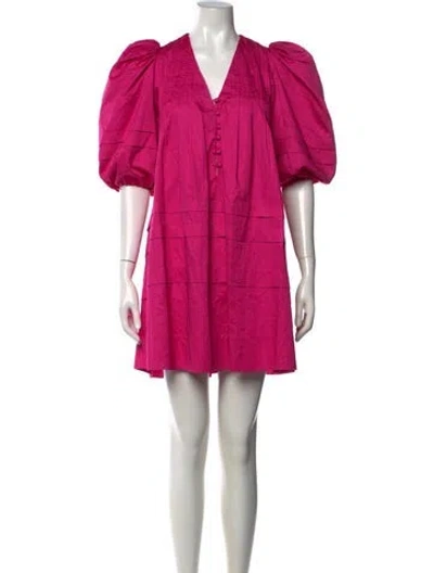 Pre-owned Hunter V-neck Mini Dress In Pink