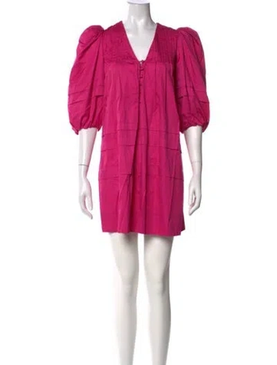 Pre-owned Hunter V-neck Mini Dress In Pink