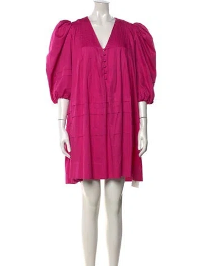 Pre-owned Hunter V-neck Mini Dress In Pink