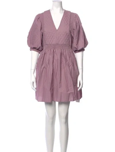 Pre-owned Hunter V-neck Mini Dress In Purple