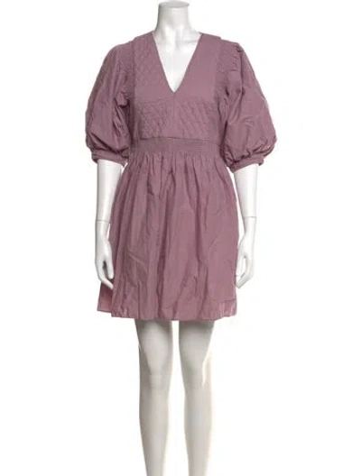 Pre-owned Hunter V-neck Mini Dress In Purple
