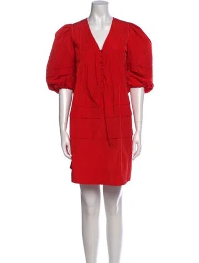 Pre-owned Hunter V-neck Mini Dress In Red
