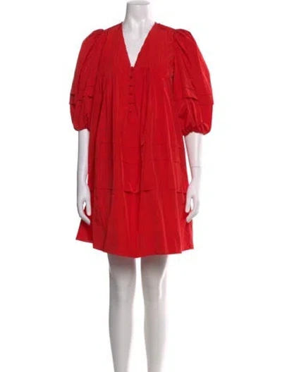 Pre-owned Hunter V-neck Mini Dress In Red