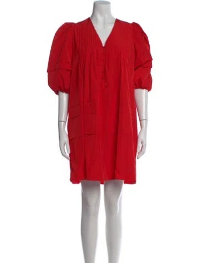 Pre-owned Hunter V-neck Mini Dress In Red