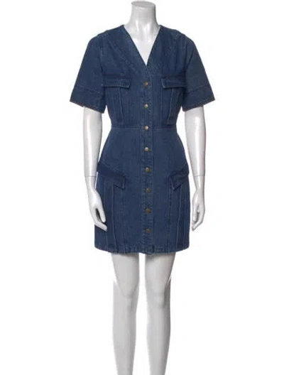 Pre-owned Hunter V-neck Mini Dress W/ Tags In Blue