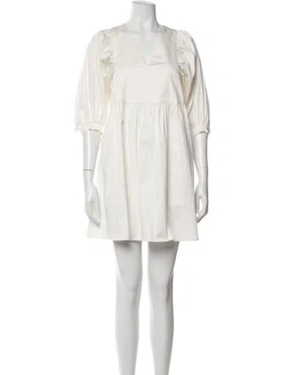 Pre-owned Hunter V-neck Mini Dress W/ Tags In Neutrals