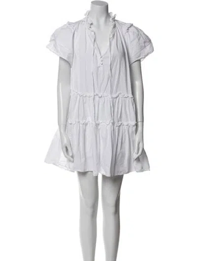 Pre-owned Hunter V-neck Mini Dress In White