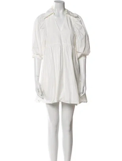 Pre-owned Hunter V-neck Mini Dress In White