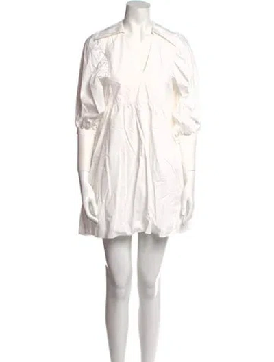 Pre-owned Hunter V-neck Mini Dress In White