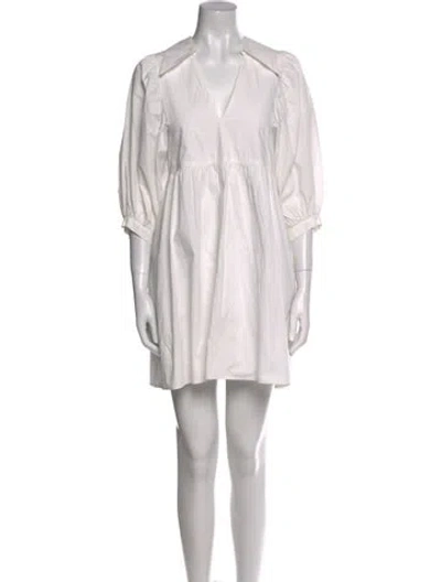 Pre-owned Hunter V-neck Mini Dress In White