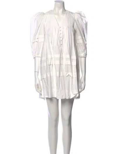 Pre-owned Hunter V-neck Mini Dress In White