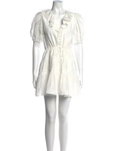 Pre-owned Hunter V-neck Mini Dress In White