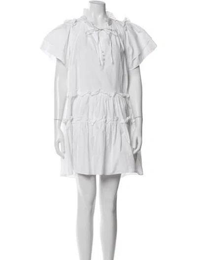 Pre-owned Hunter V-neck Mini Dress In White